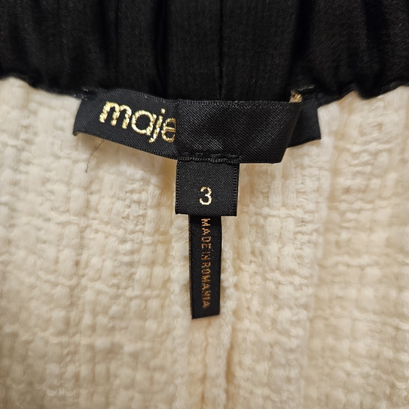 Maje pants  with braids Tweed effect High Waist Wide Leg Tweed Trousers - Picture 4 of 7